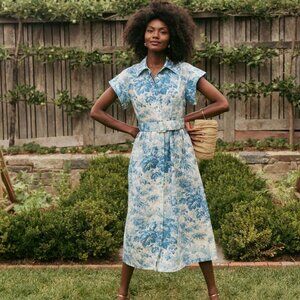 Tuckernuck Misty Blue Toile Chloe Dress Size Medium